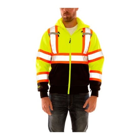 Tingley Tingley Hi Vis Sweatshirt, Detachable Hood, Zipper Closure, 2 Pockets, Fl Lime, Small S78122C.SM